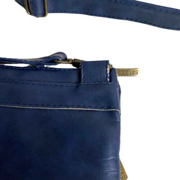 Kangaroo Three Zip Blue Shoulder Bag - Picture 4 of 5